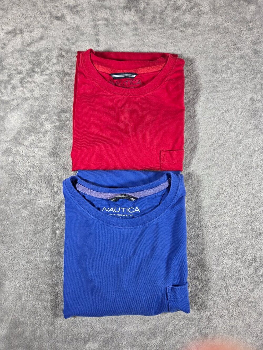 Nautica Men's Large Performance Pocket Tee Bundle Lot of Blue and Red Size L